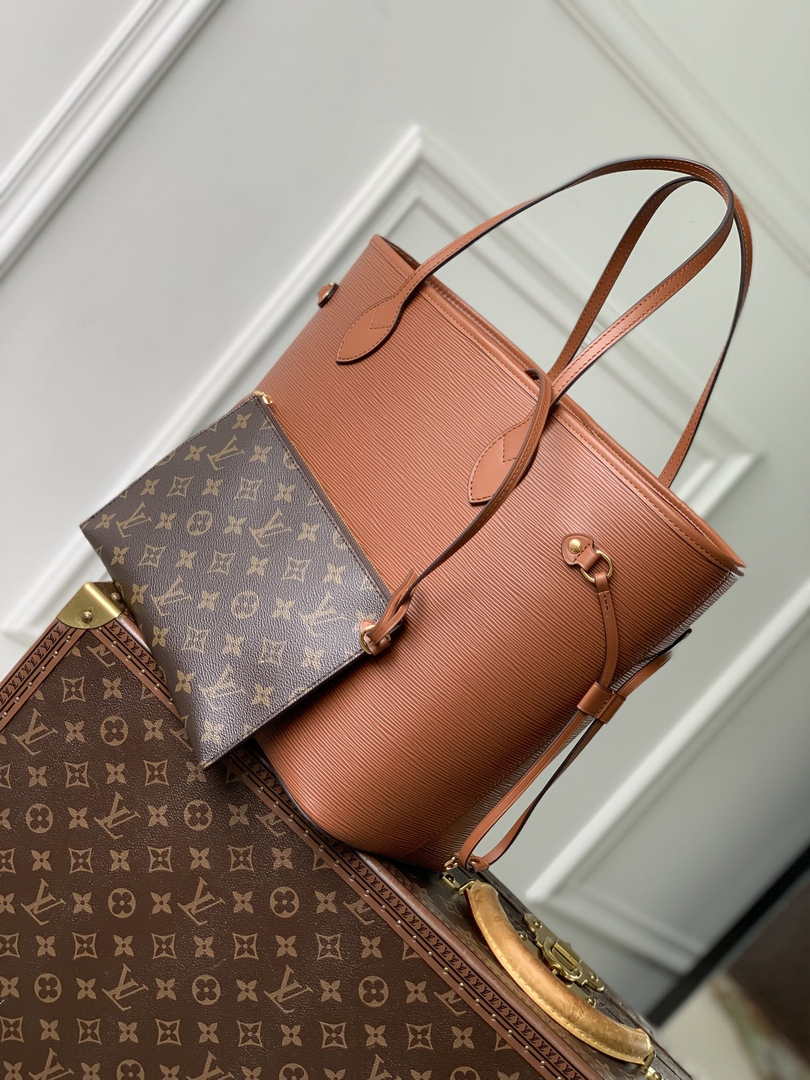 Louis Vuitton Neverfull MM Bag M12467 Brown Epi grained leather