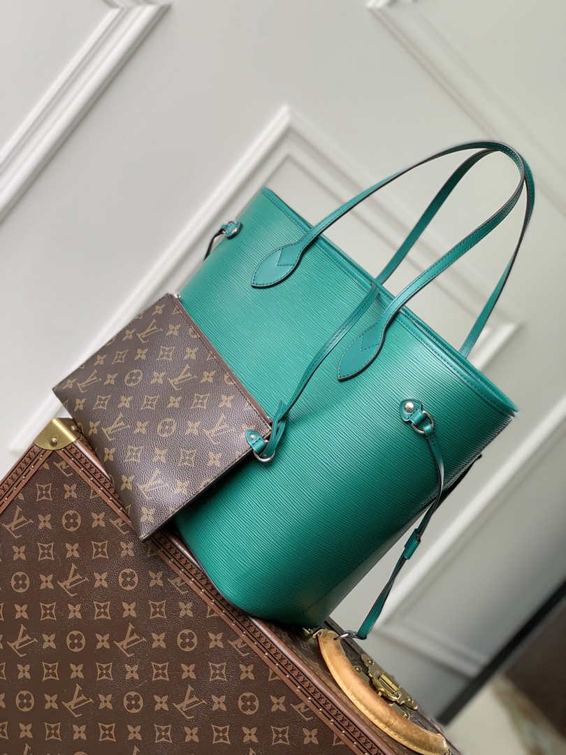Louis Vuitton Neverfull MM Bag M12195 Green Epi grained leather