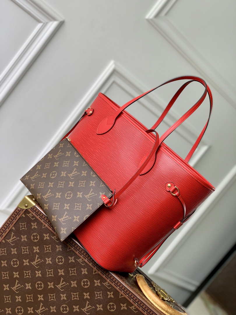 Louis Vuitton Neverfull MM Bag M12755 Red Epi grained leather