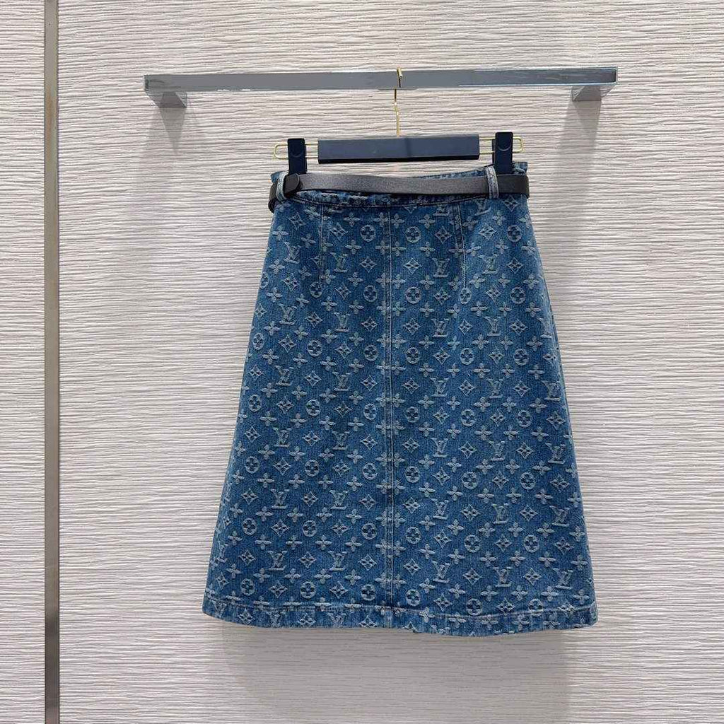 Louis Vuitton Monogram Denim A-Line Skirt 1AK057