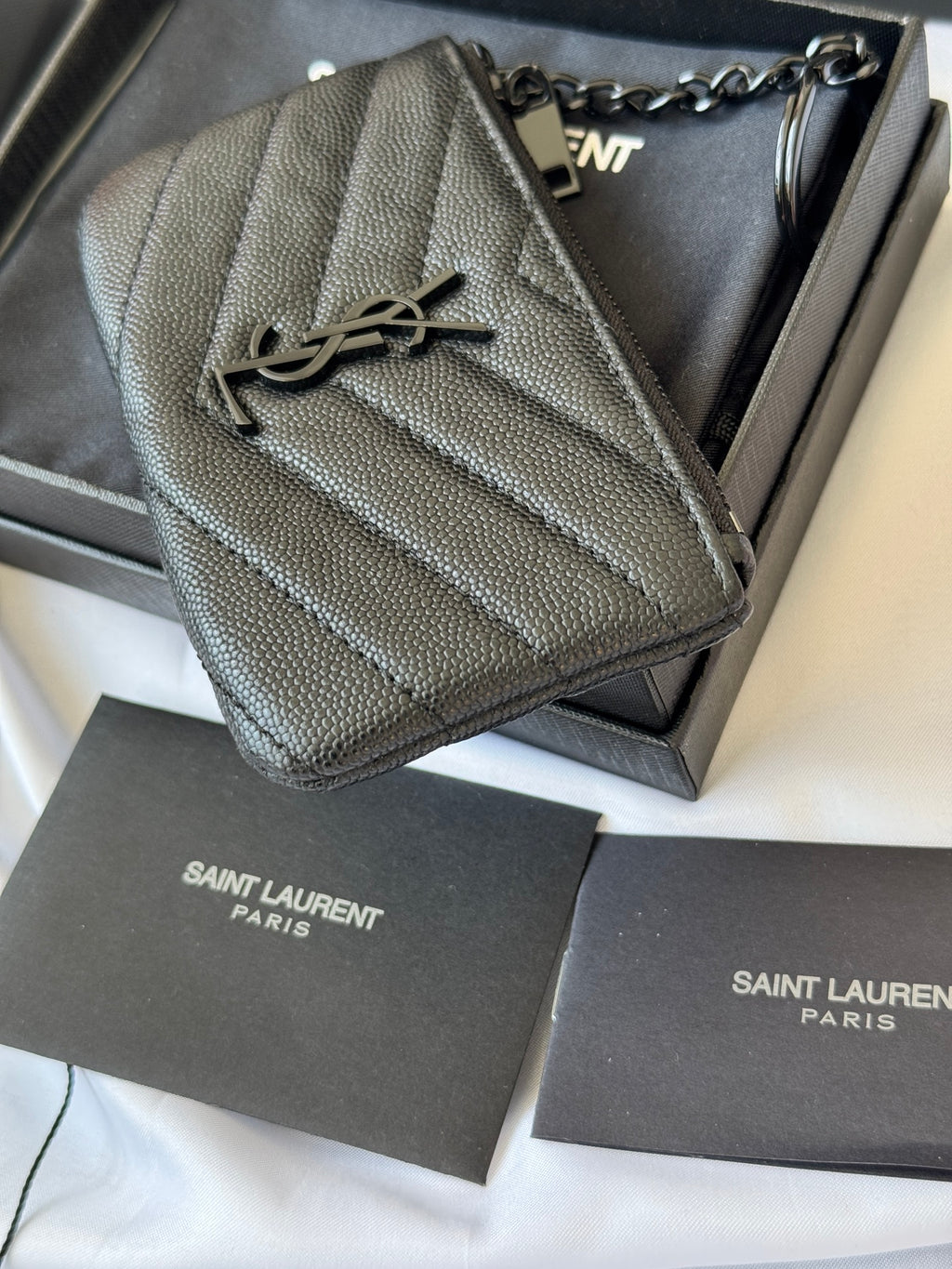 YSL cassandre matelassé key pouch IN Calfskin Leather 438386 Black