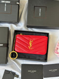 Black quilted calfskin key pouch with iconic YSL monogram and matelass¨¦ texture