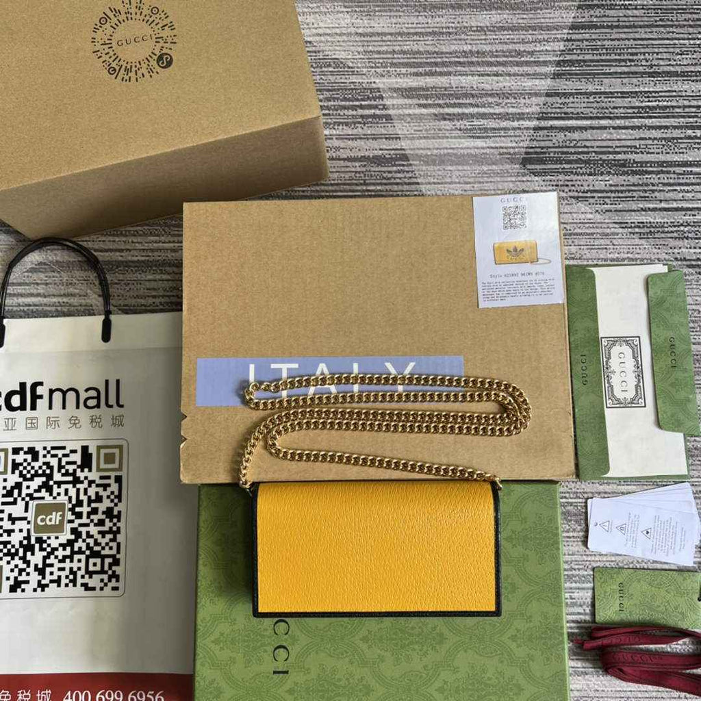 adidas x Gucci ‎621892 wallet with chain Off-black and yellow leather