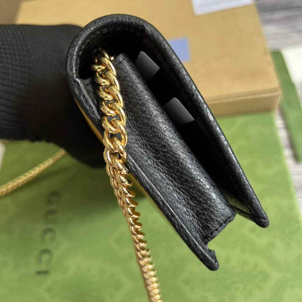 adidas x Gucci ‎621892 wallet with chain Off-black and yellow leather