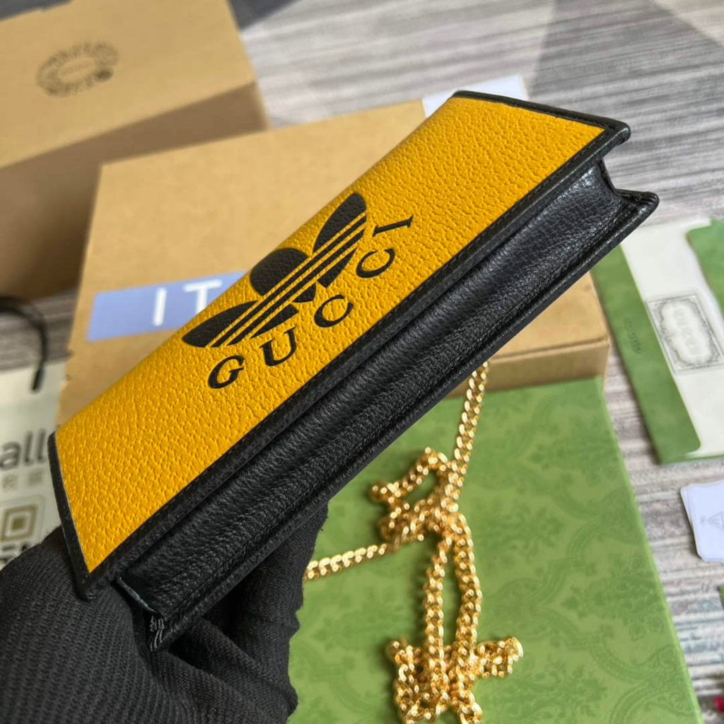 adidas x Gucci ‎621892 wallet with chain Off-black and yellow leather