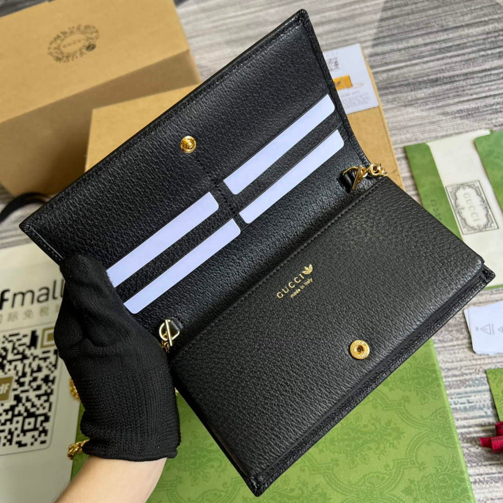 adidas x Gucci ‎621892 wallet with chain Off-black and yellow leather