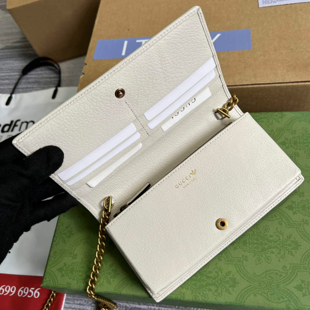 adidas x Gucci ‎621892 wallet with chain Off-white and red leather