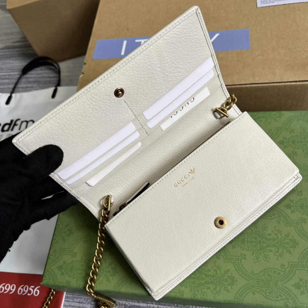 adidas x Gucci ‎621892 wallet with chain Off-white and red leather