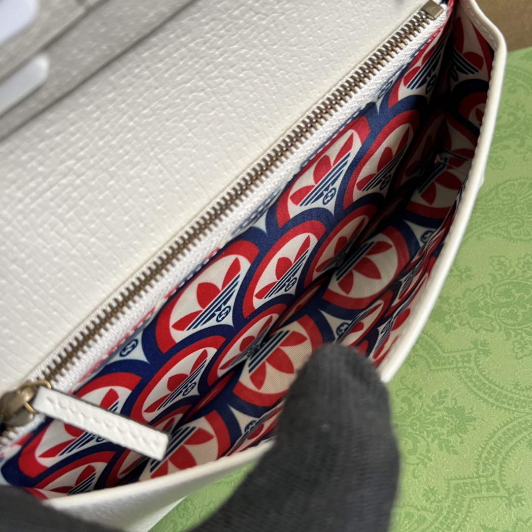 adidas x Gucci ‎621892 wallet with chain Off-white and red leather
