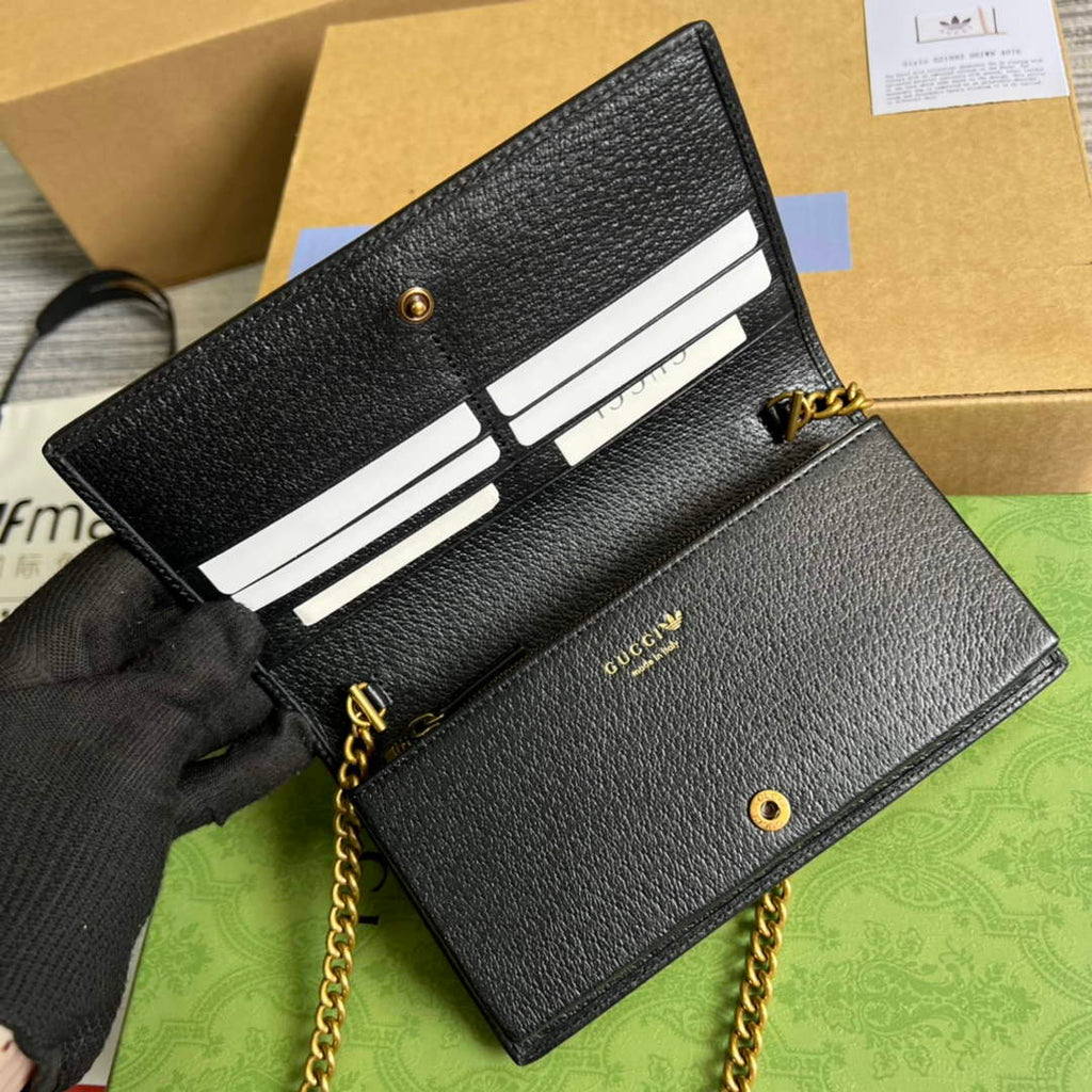 adidas x Gucci ‎621892 wallet with chain Off-white and black leather