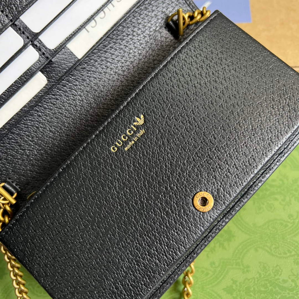 adidas x Gucci ‎621892 wallet with chain Off-white and black leather