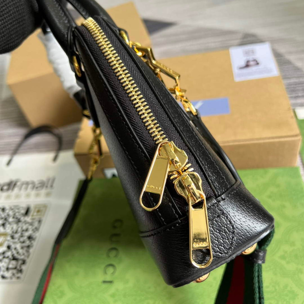 adidas x Gucci 677212 Horsebit 1955 mini bag Black and white leather