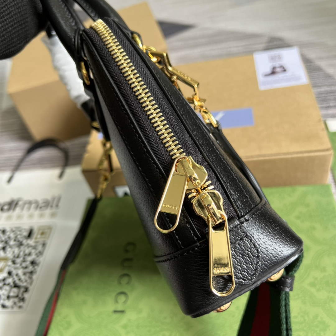 adidas x Gucci 677212 Horsebit 1955 mini bag Black and white leather