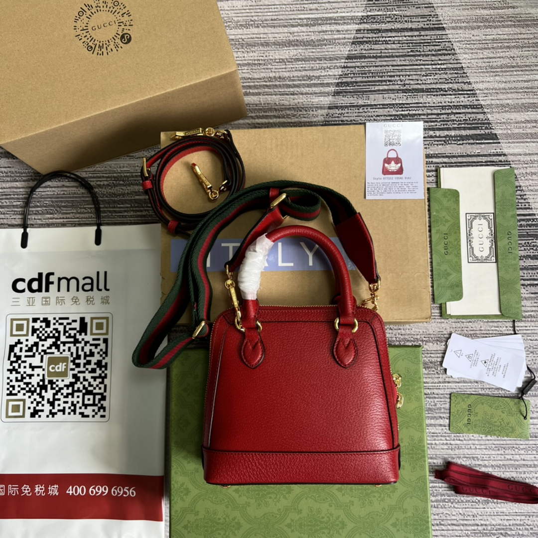 adidas x Gucci 677212 Horsebit 1955 mini bag red and white leather