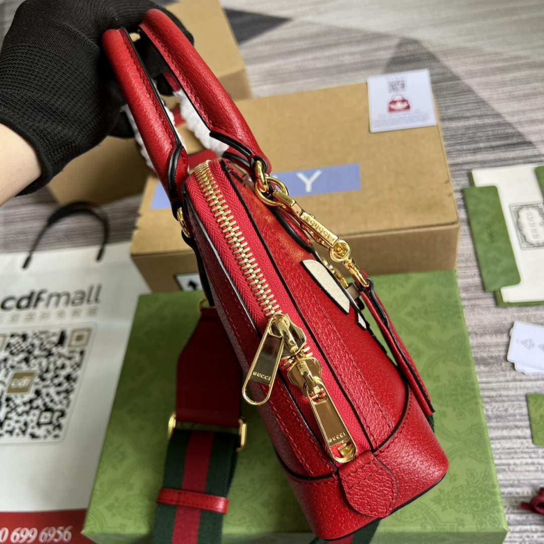 adidas x Gucci 677212 Horsebit 1955 mini bag red and white leather