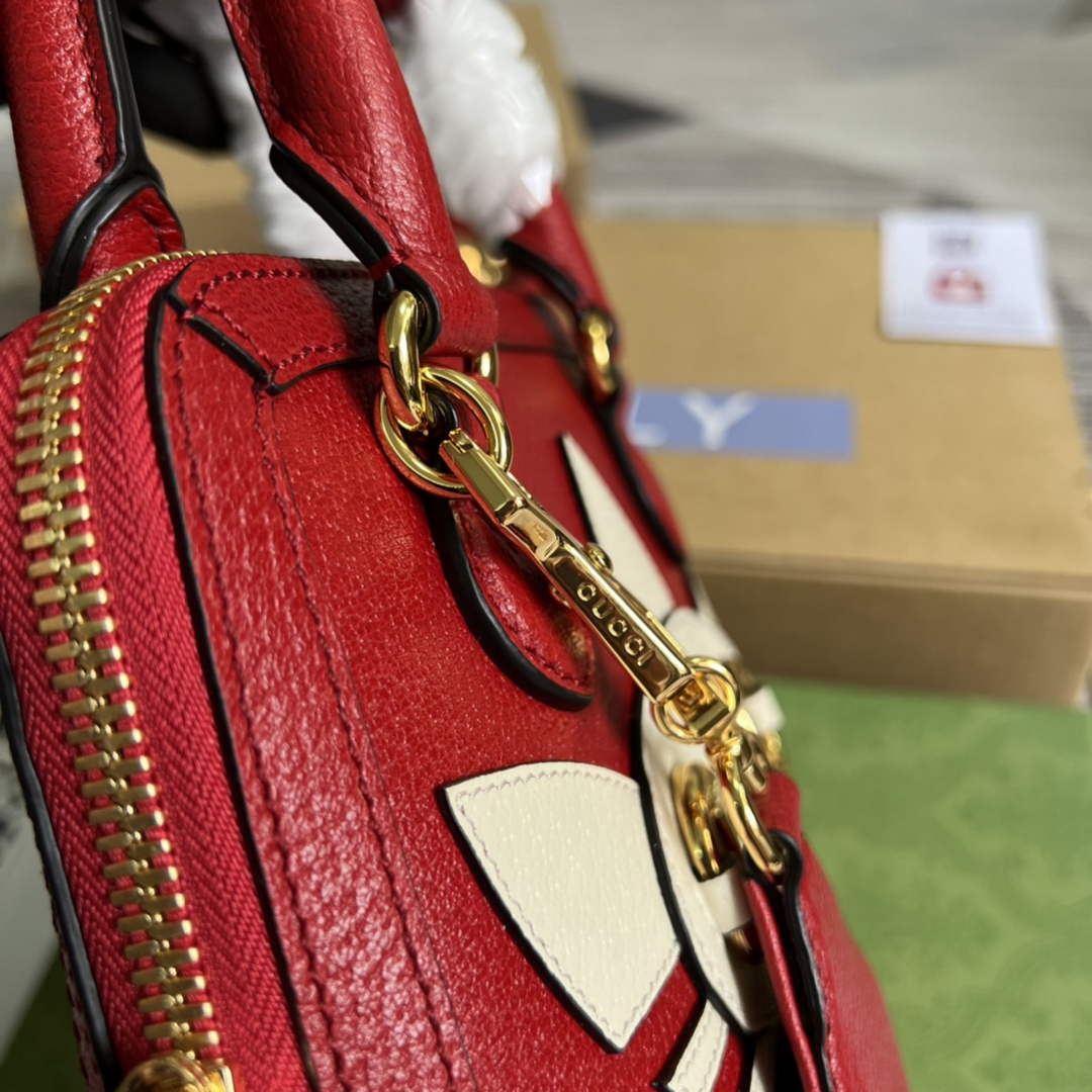 adidas x Gucci 677212 Horsebit 1955 mini bag red and white leather