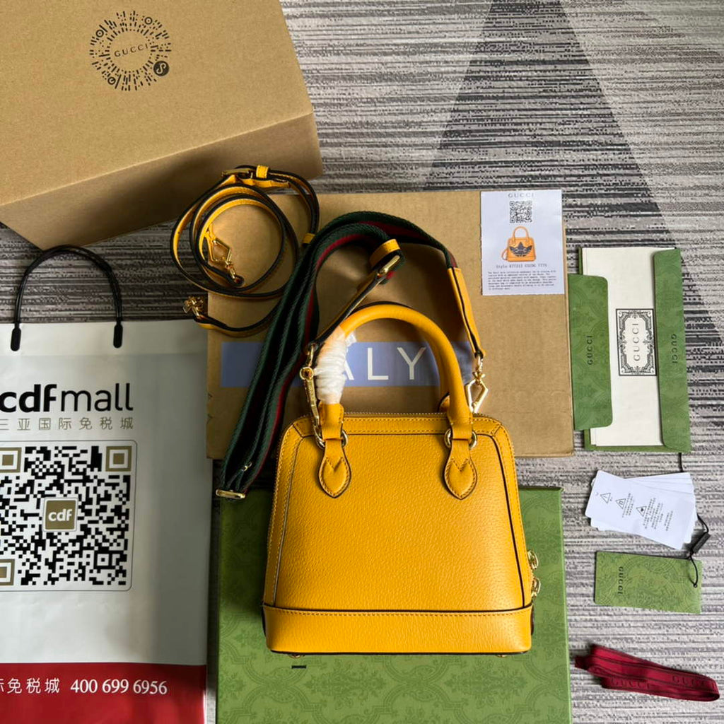 adidas x Gucci 677212 Horsebit 1955 mini bag Yellow and black leather