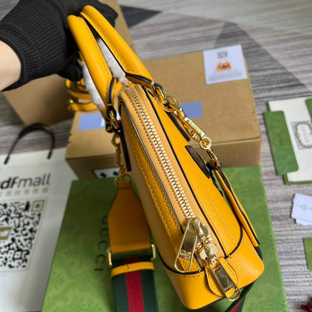 adidas x Gucci 677212 Horsebit 1955 mini bag Yellow and black leather