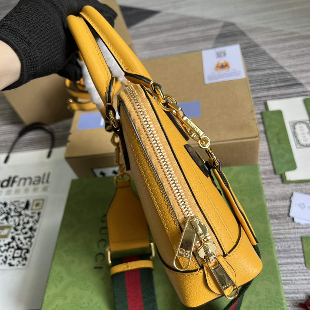 adidas x Gucci 677212 Horsebit 1955 mini bag Yellow and black leather