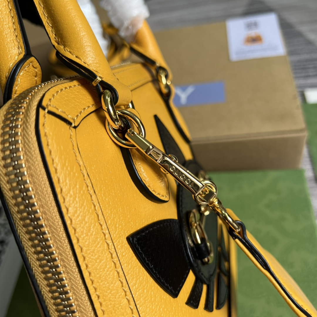 adidas x Gucci 677212 Horsebit 1955 mini bag Yellow and black leather