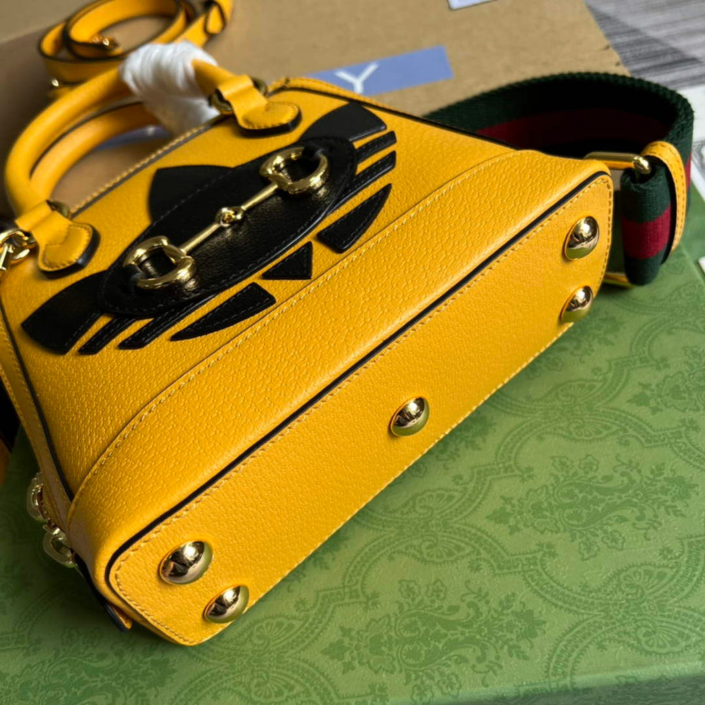 adidas x Gucci 677212 Horsebit 1955 mini bag Yellow and black leather