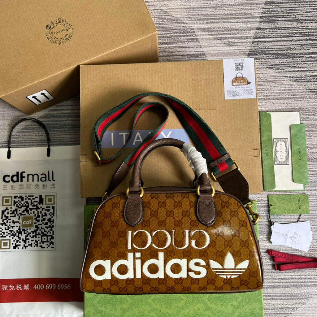 adidas x Gucci 702397 mini duffle bag brown