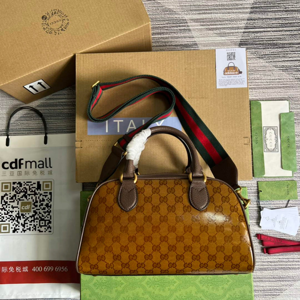 adidas x Gucci 702397 mini duffle bag brown