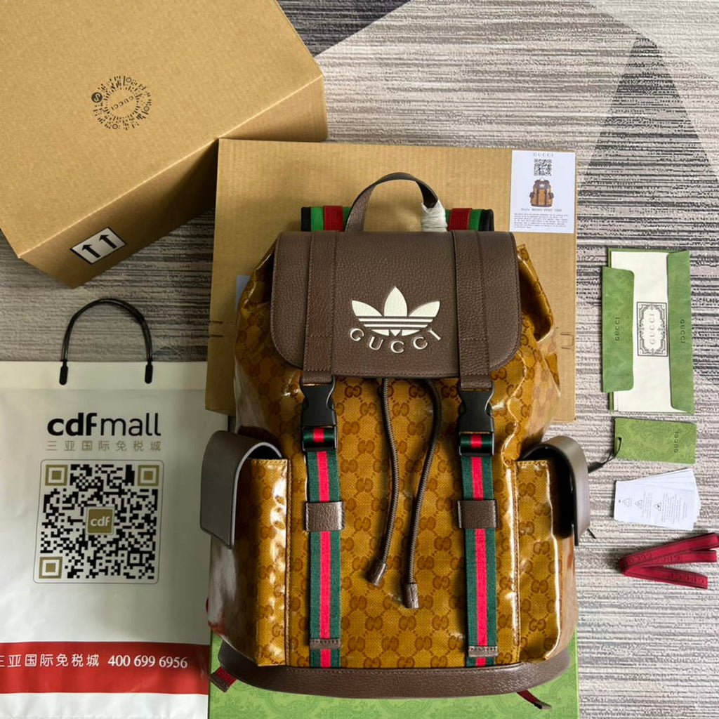 adidas x Gucci backpack ‎495563 Beige and brown