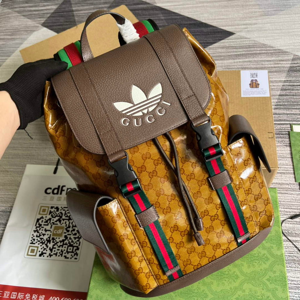adidas x Gucci backpack ‎495563 Beige and brown