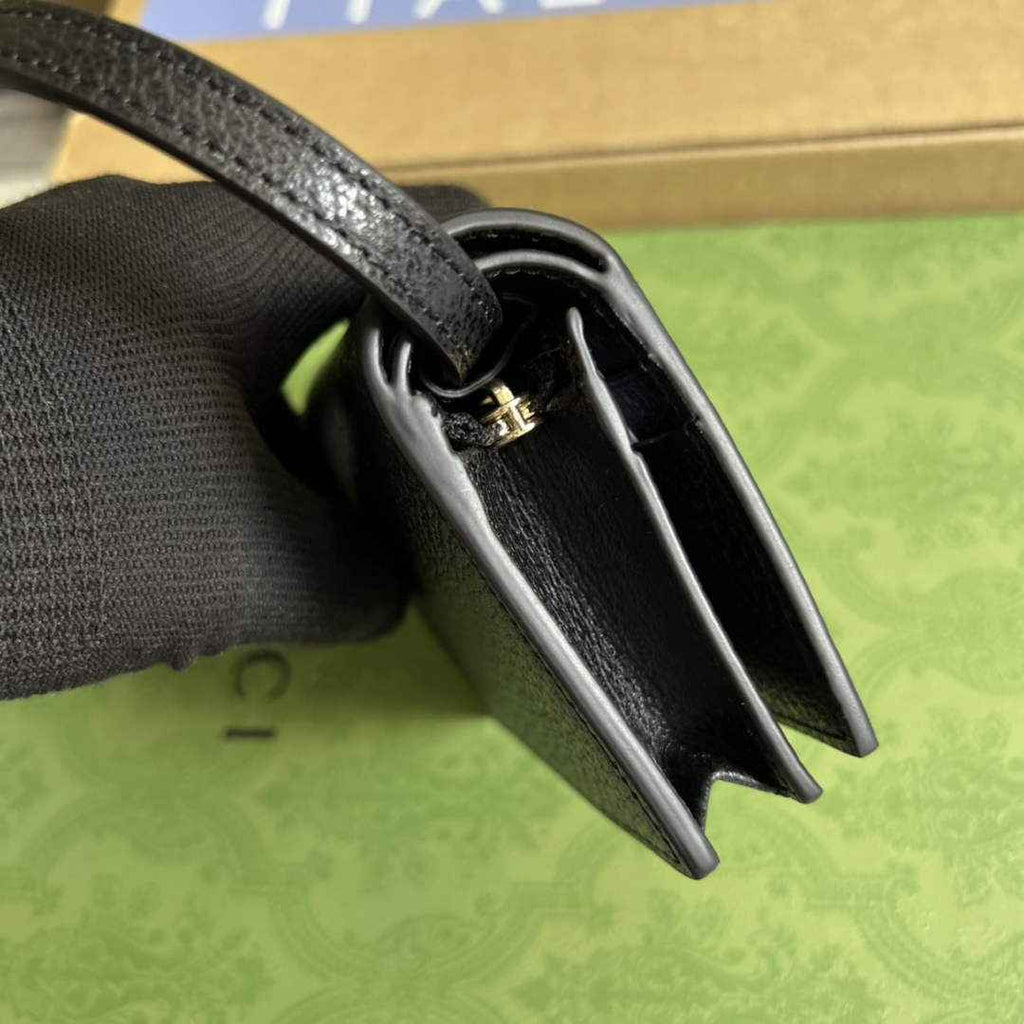 adidas x Gucci card case with Horsebit 702248 Black and off-white leather