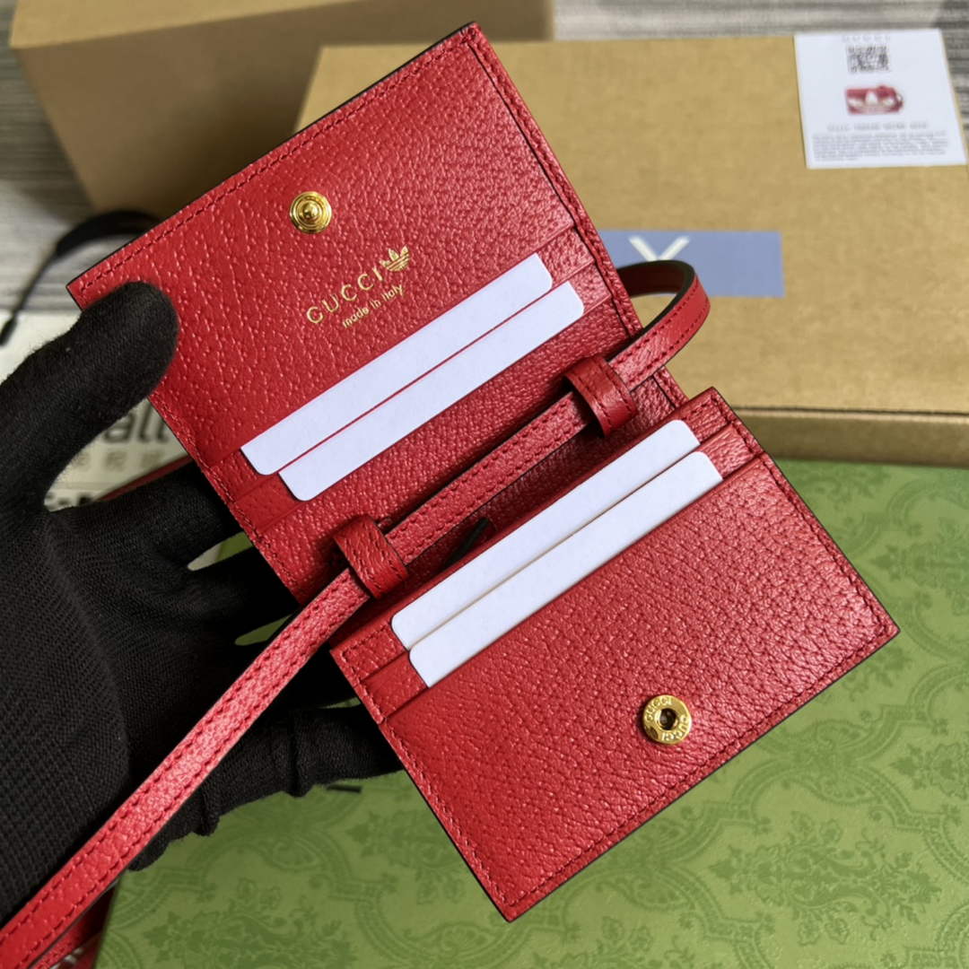 adidas x Gucci card case with Horsebit 702248 Off-white and red leather