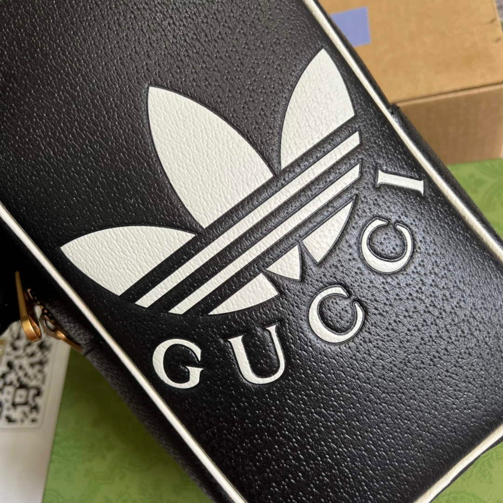 adidas x Gucci mini top handle bag 702387 Black leather