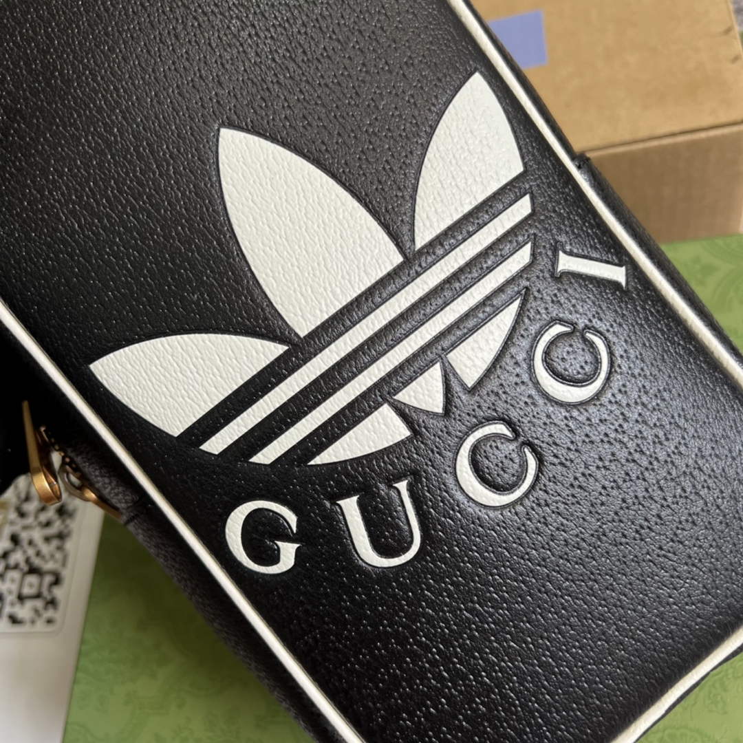 adidas x Gucci mini top handle bag 702387 Black leather
