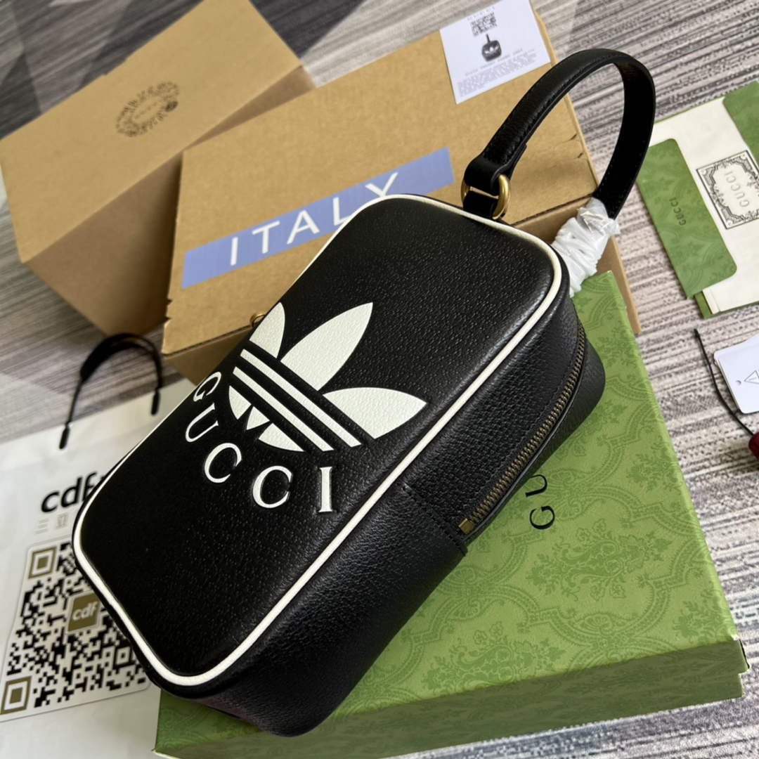 adidas x Gucci mini top handle bag 702387 Black leather