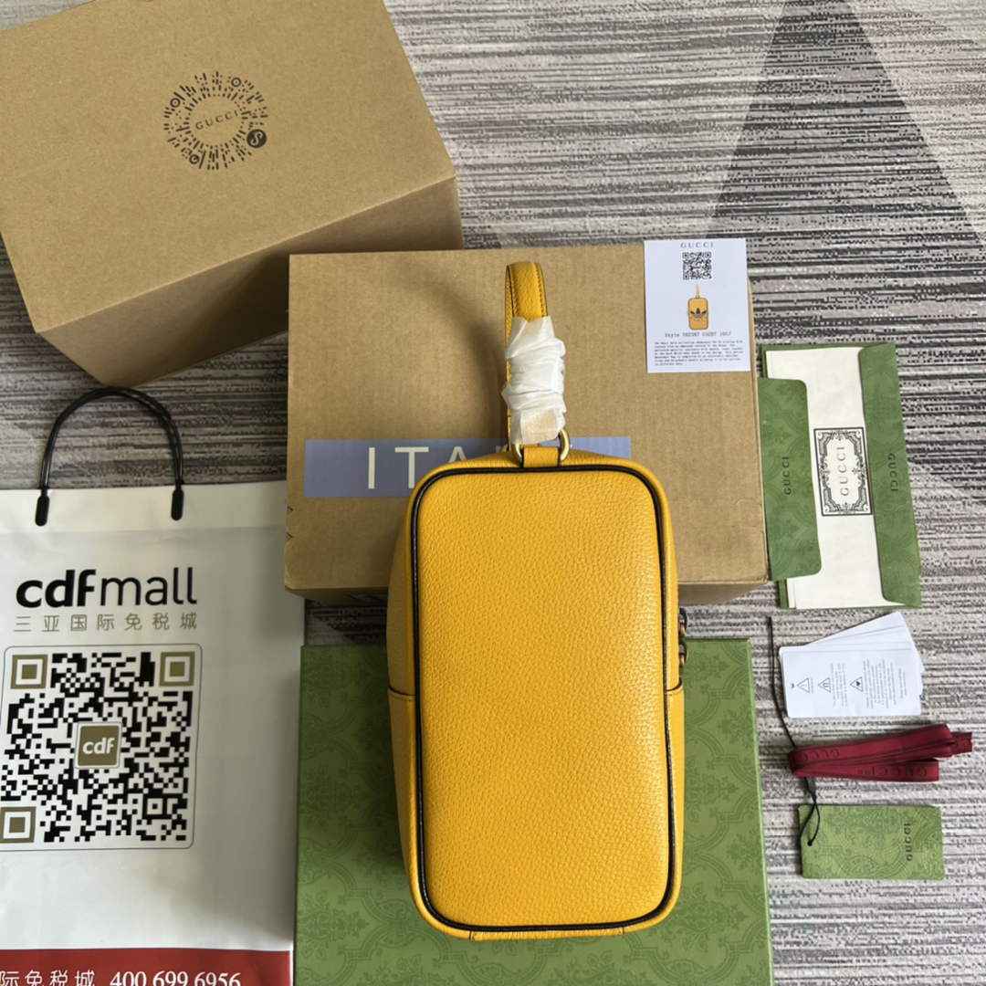adidas x Gucci mini top handle bag 702387 Yellow leather