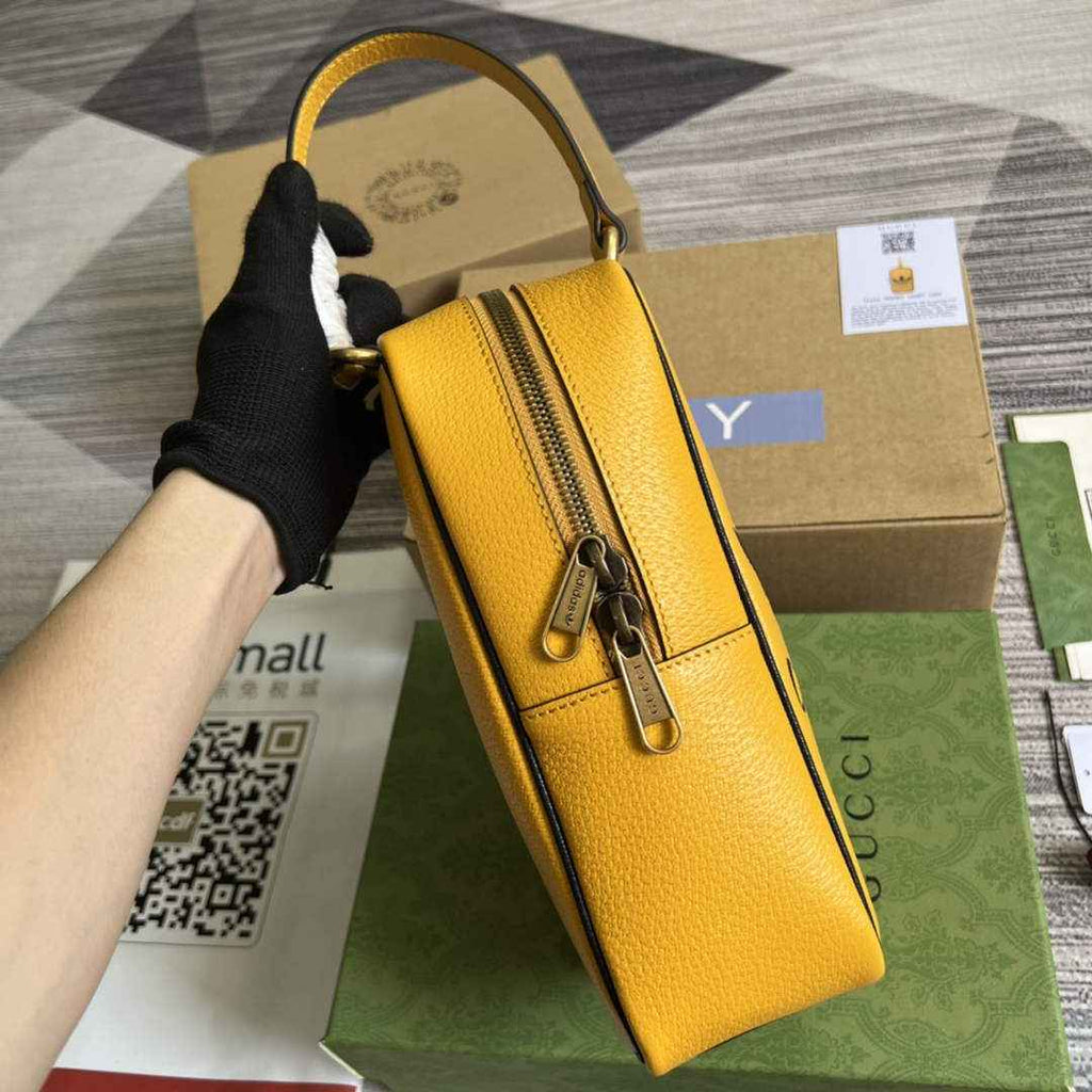 adidas x Gucci mini top handle bag 702387 Yellow leather