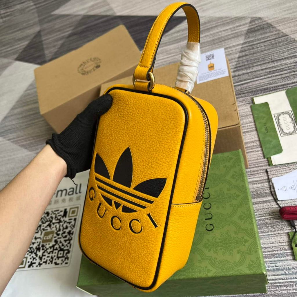 adidas x Gucci mini top handle bag 702387 Yellow leather