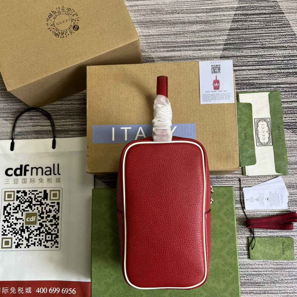 adidas x Gucci mini top handle bag 702387 Red leather