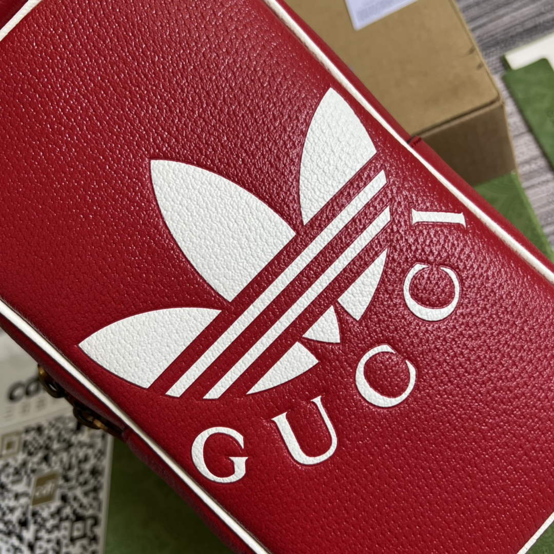 adidas x Gucci mini top handle bag 702387 Red leather