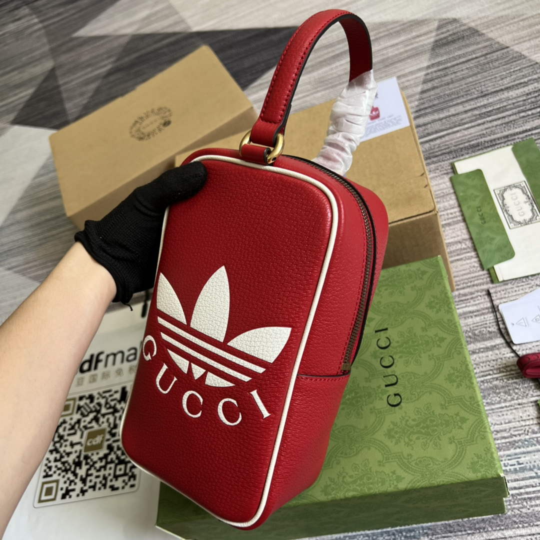 adidas x Gucci mini top handle bag 702387 Red leather