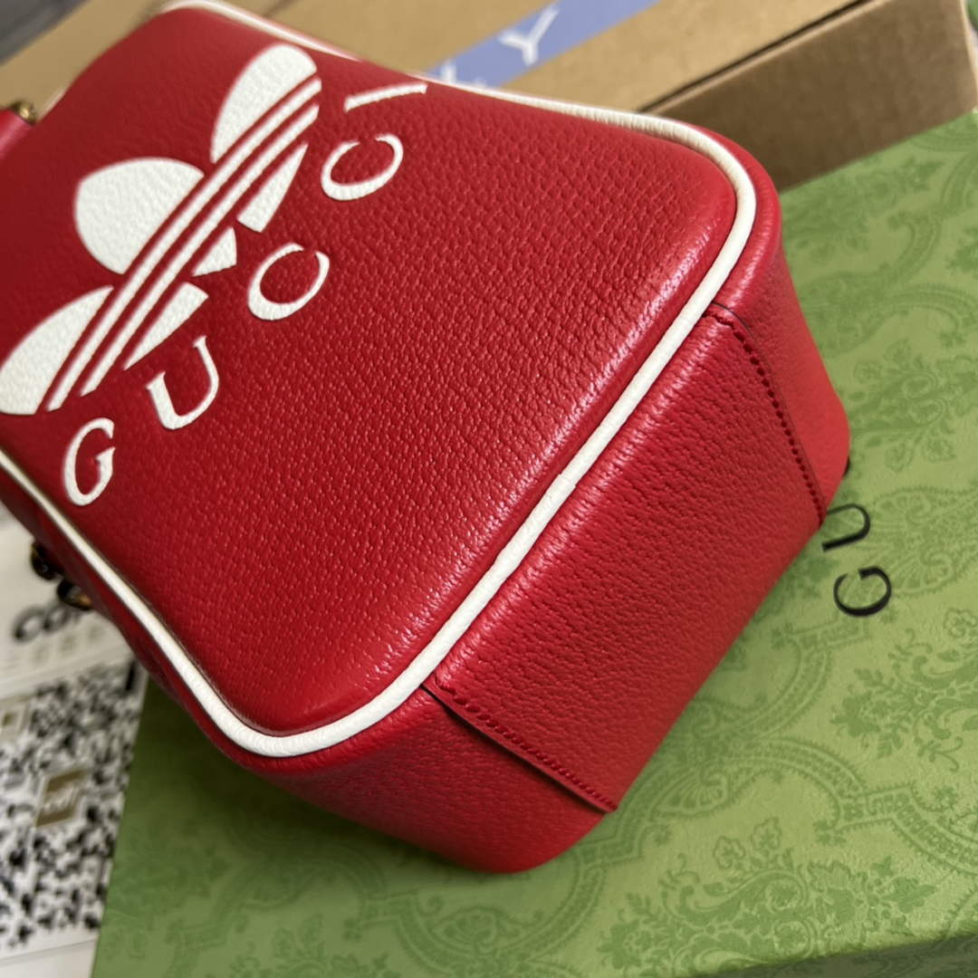 adidas x Gucci mini top handle bag 702387 Red leather