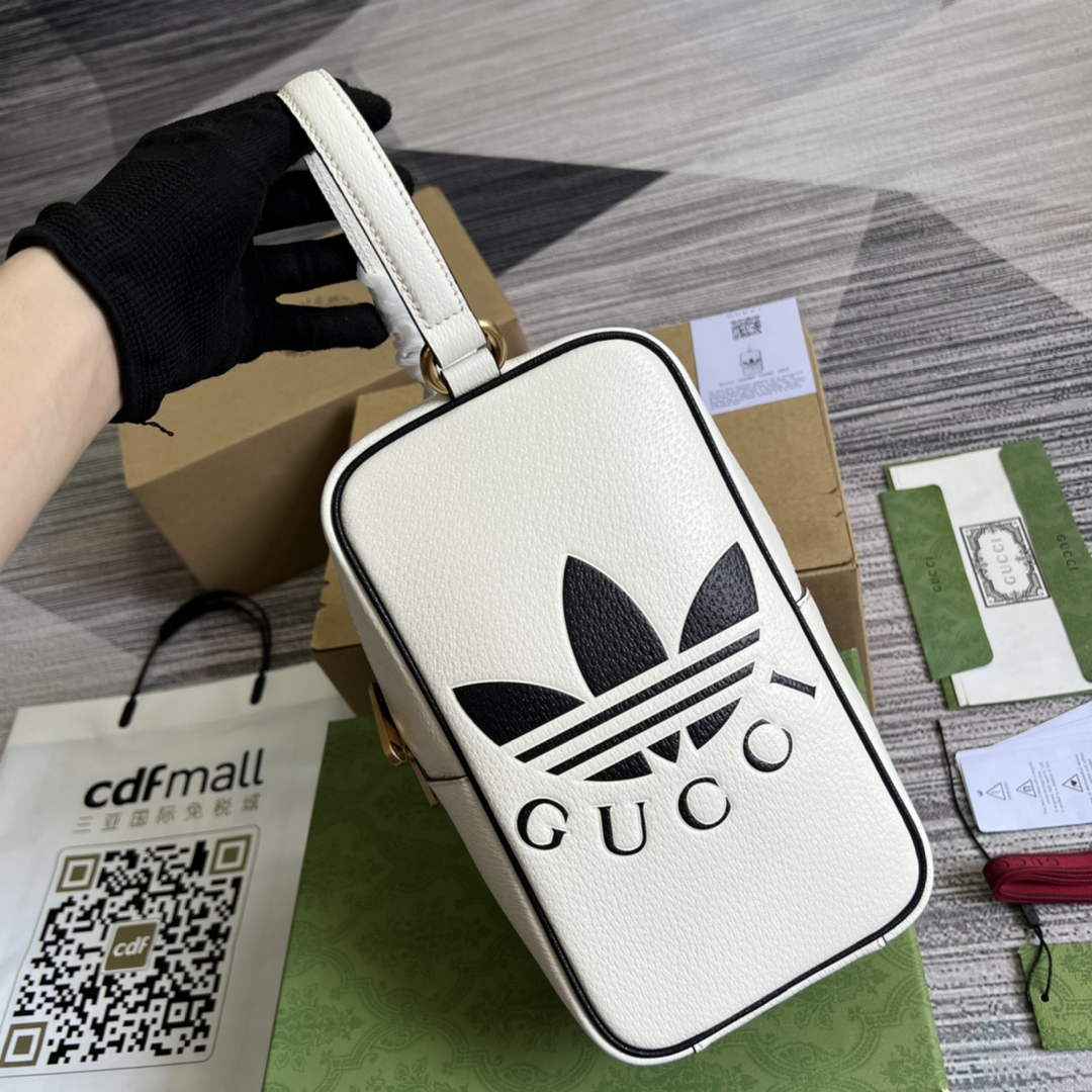 adidas x Gucci mini top handle bag 702387 White leather