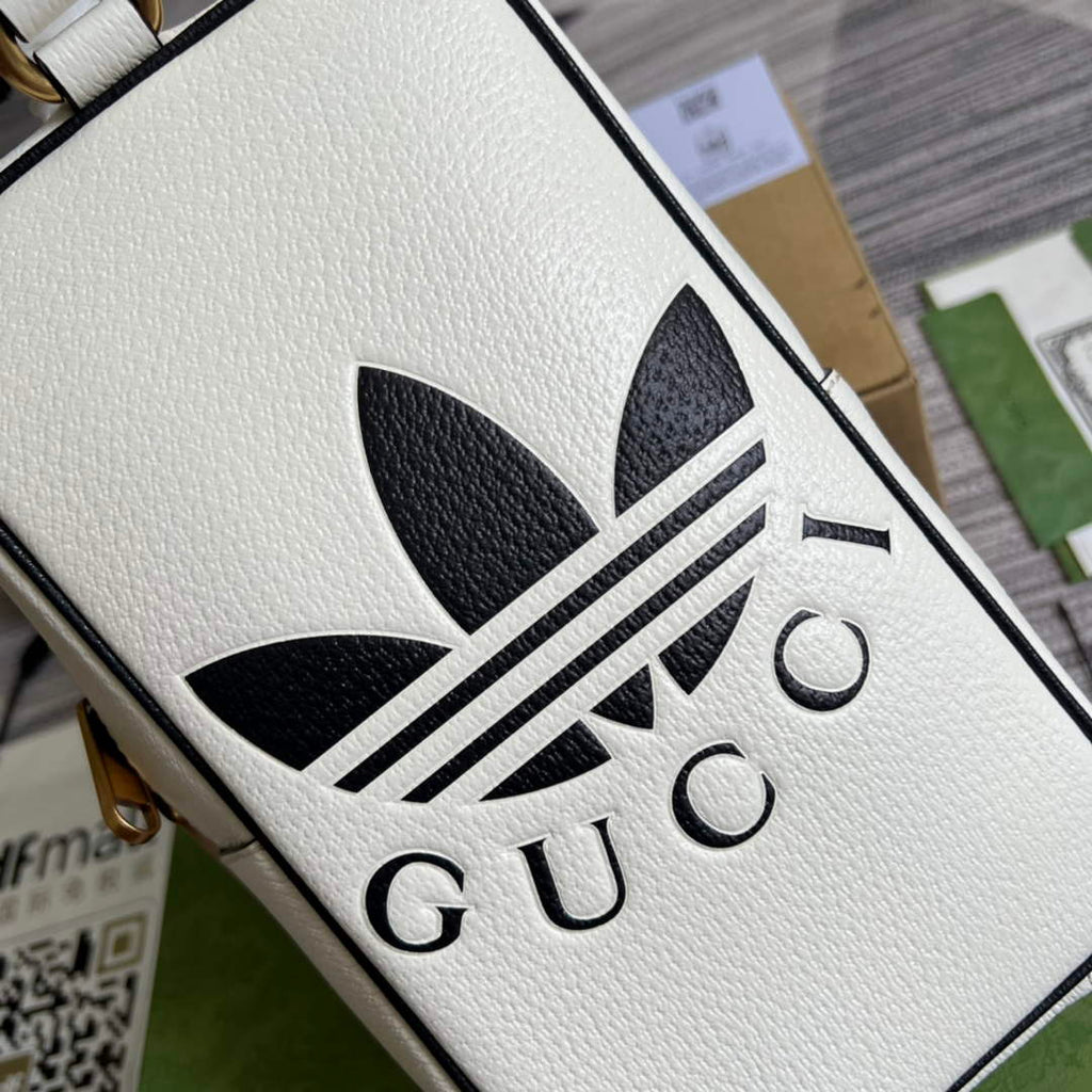 adidas x Gucci mini top handle bag 702387 White leather