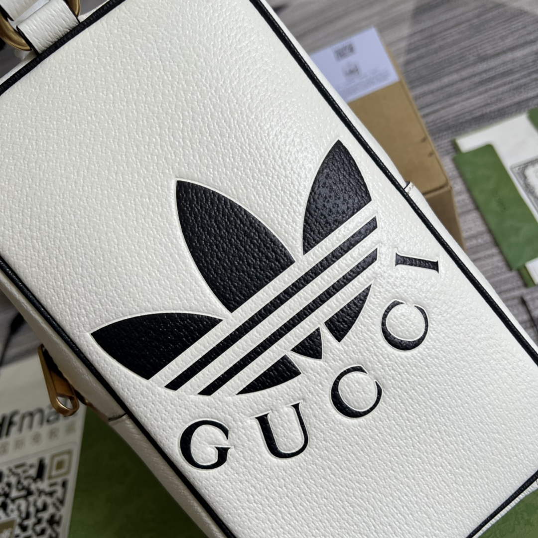 adidas x Gucci mini top handle bag 702387 White leather