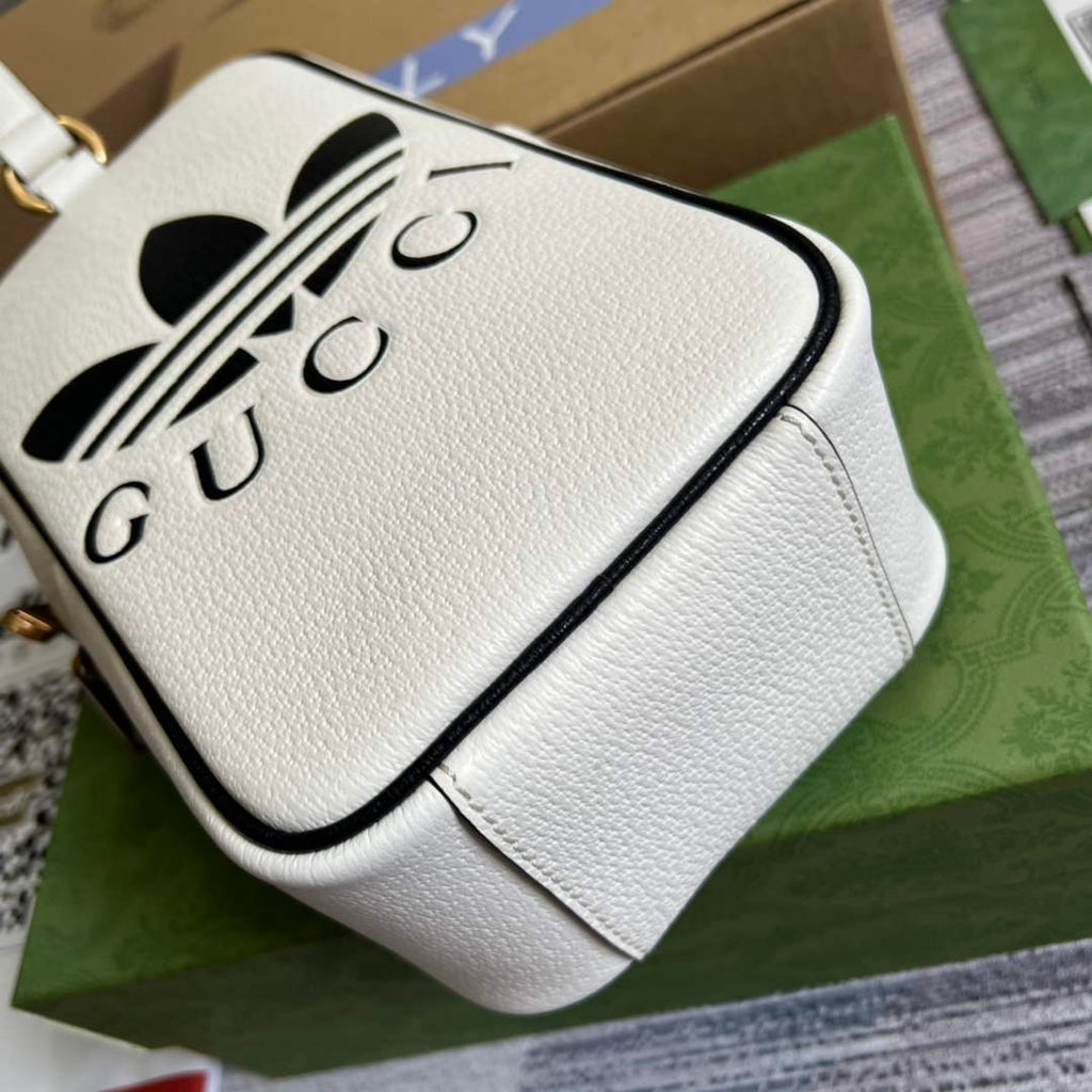 adidas x Gucci mini top handle bag 702387 White leather