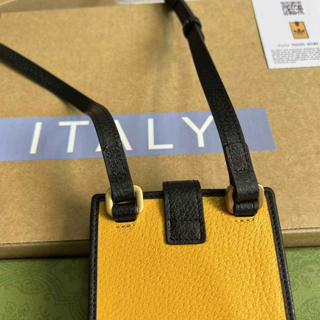 adidas x Gucci phone case 702203 Off-black and yellow leather