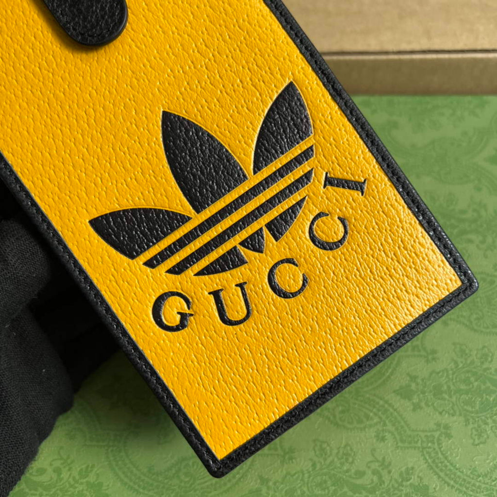 adidas x Gucci phone case 702203 Off-black and yellow leather