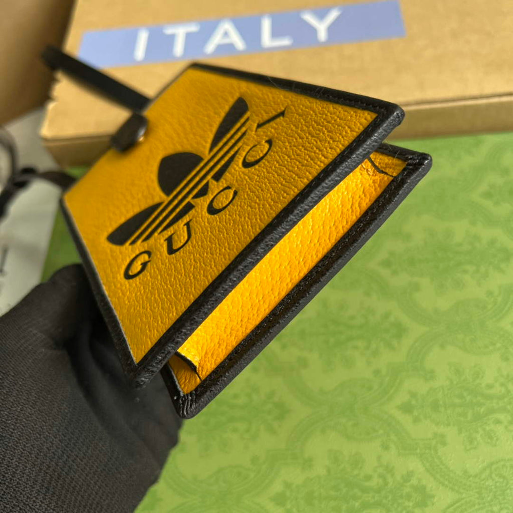 adidas x Gucci phone case 702203 Off-black and yellow leather