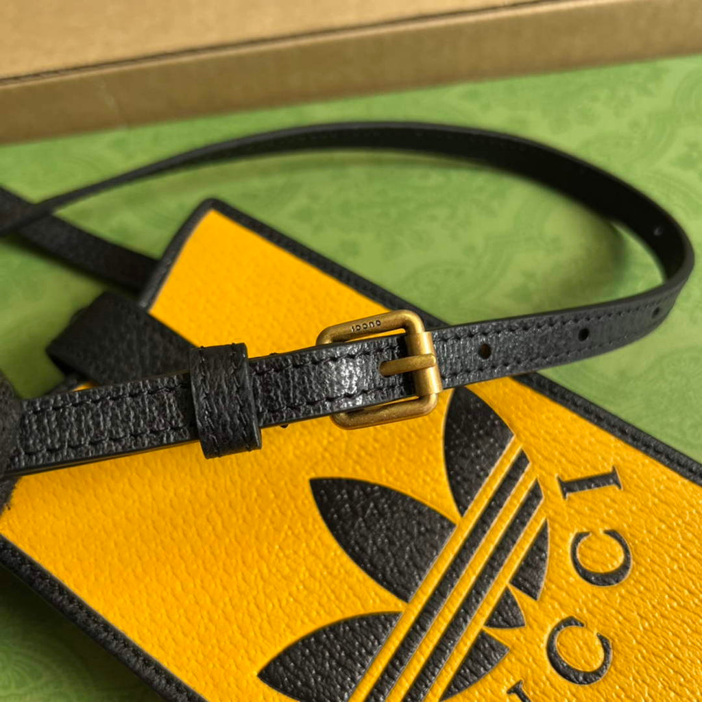 adidas x Gucci phone case 702203 Off-black and yellow leather