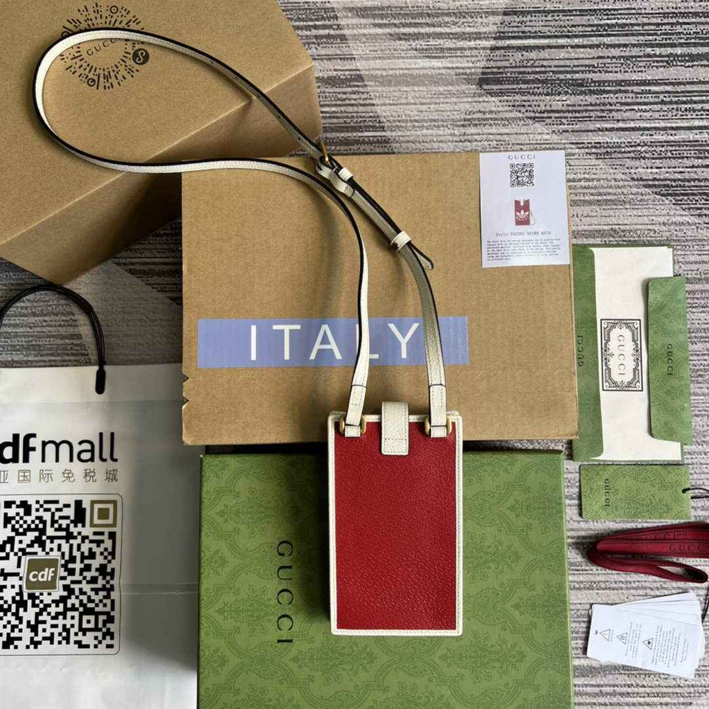 adidas x Gucci phone case 702203 Red and off-white leather